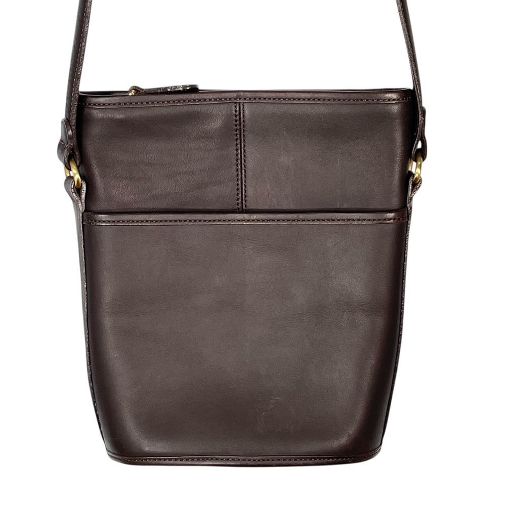 Brown Leather Crossbody Bag Slim Bucket Bag Purse Classic Preppy Structured